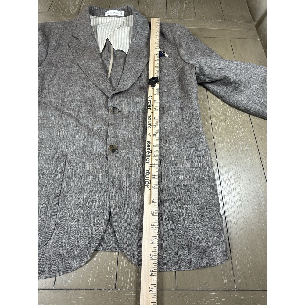 Banana Republic Blazer Mens 44R Taupe 100% Linen Herringbone Sport Coat NEW - Picture 11 of 15